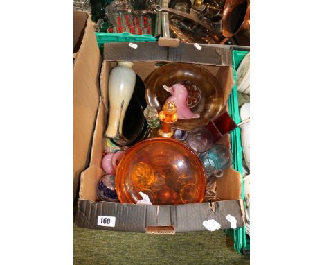 Box of assorted Art Glass to include Whitefriars, Langham glass