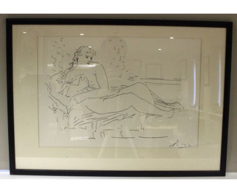 Picasso Reclining Nude Print Framed measures 74cm by 52cm.