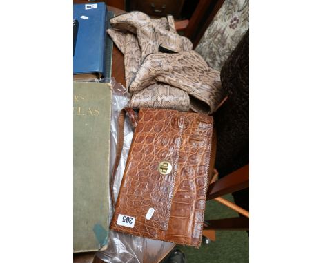 Crocodile skin Handbag and a Pair of Faux snakeskin boots 