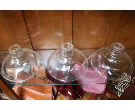 Collection of 3 Clear glass lantern shades 
