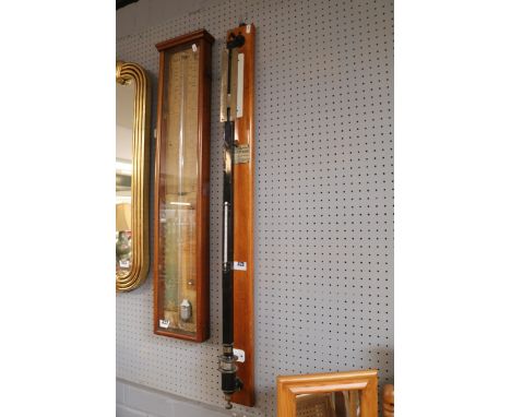 Marine Stick Barometer mounted on oak panel 
