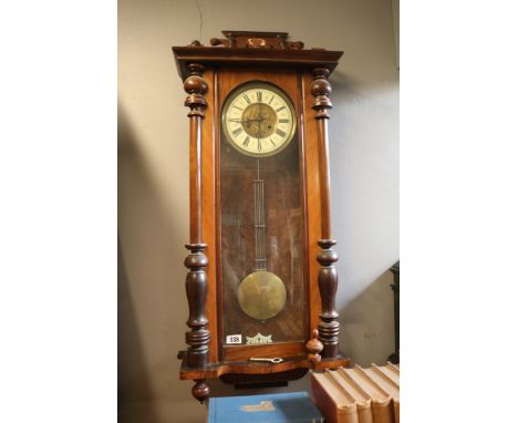 Walnut cased wall clock with numeral dial 