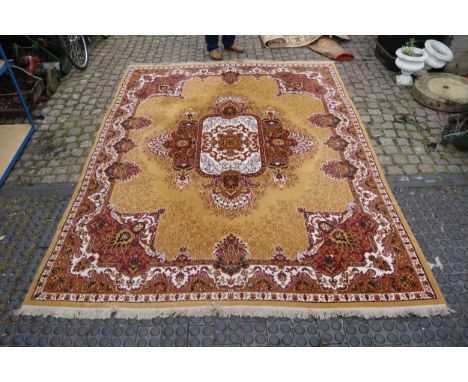 Large Mustard Ground Persian Style Rug 252 x 340cm 
