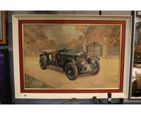Gerald Coulson framed print of a Bentley 3 Litre and Oak framed regimental Uniform 