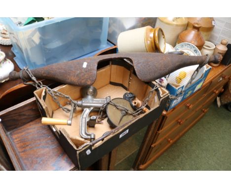 WOoden turned Yoke, Salters Balance, Vintage Spear etc.