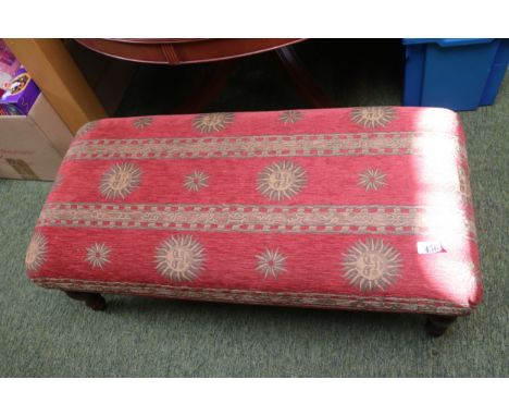 Country House Style Upholstered Footstool on Turned legs, Decorated With Medieval Sun Motifs &amp; Signs Of the Zodiac Calend