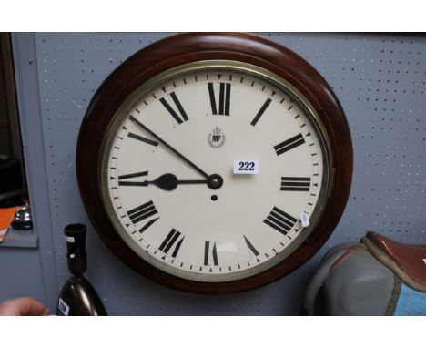 A 20thC Mahogany cased RAF Marked circular wall clock with a chain driven fusee movement made by F W Elliot, London. (repaint