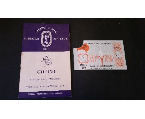 OLYMPICS, programme and ticket from the 1956 Melbourne Olympiad, cycling (6th December), usual corner torn from ticket, G to 