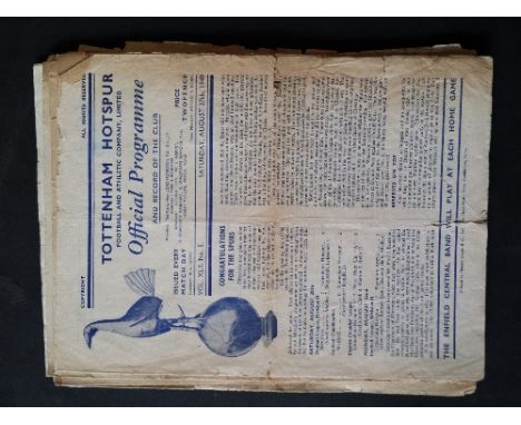 FOOTBALL, Tottenham Hotspur home programmes, 1949/50, inc. Blackburn, Leeds, Bury, Bradford, Coventry, Swansea, Cardiff, Sund