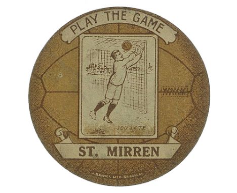 BAINES, circular football card, Play the Game St Mirren, with action inset, light brown background, G