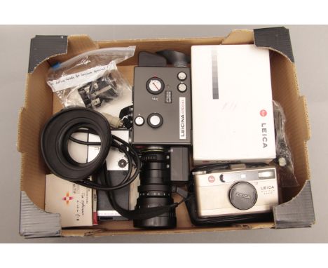 A Leica Minilux Zoom, together with a Leicina Special cine camera, together with other accessories (a lot)