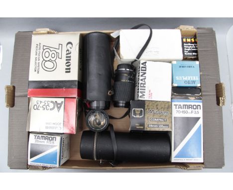 A Canon T80 SLR Camera, together with various lenses (a lot)