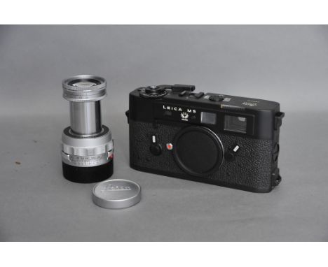 A Leica M5 Rangefinder Camera, 50 Jahre Edition, black, serial no. 1375153, with Leitz Elmar f/4 90mm lensThis lot does NOT i