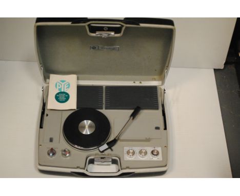 Record player/radio, Pye Cambridge portable brief case that plays 33, 45, 78 speeds plus tuner, mains or battery powered, unt