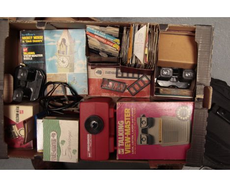 Viewmaster Items, several viewers, a projector with a good quantity of reels