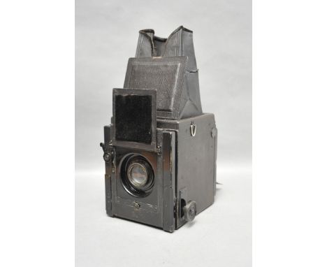 An Ensign Bodel B Reflex Camera, with Cooke-Luxor lens, with plates in maker's case