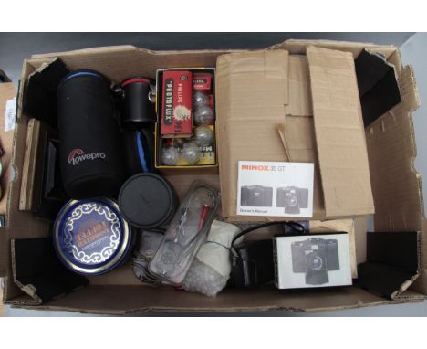 A Selection of Various Cameras & Accessories, including Minox 35GT, flash bulbs and more (a lot)
