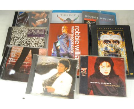 CDs/DVDs, twenty eight CDs plus three DVDs, one Blu-Ray artist include Michael Jackson, Robbie Williams and George Michael
