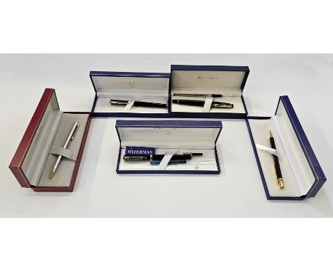 Must De Cartier ballpoint pen&nbsp;dated to top 1990, ref 972312, a Waterman fountain pen&nbsp;with 18ct gold nib, two Waterm