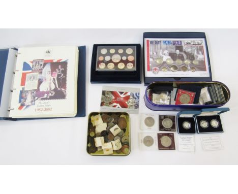 2006 proof set with 2002 golden jubilee first day cover stamps with nickel coins, a box of commemorative crowns, with 2 x &po