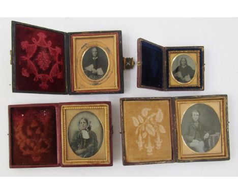 Four Victorian&nbsp;daguerreotype&nbsp;photographic portraits,&nbsp;three of ladies, another of a young gentleman, all seated