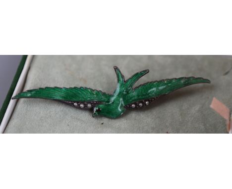 Silver and enamel brooch 