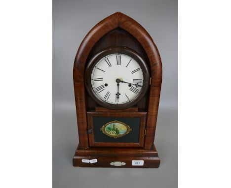 A late 19th.C 8 day Lancet style mantle clock by E.N. Welsh Manufacturing Co. - Approx height: 47cm 
