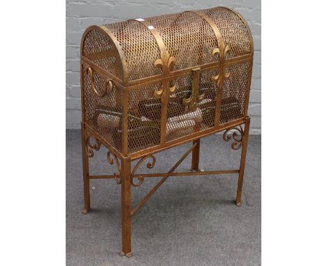 A 20th century Italian gilt metal dome top cellerette on stand, 60cm wide x 86cm high. 
