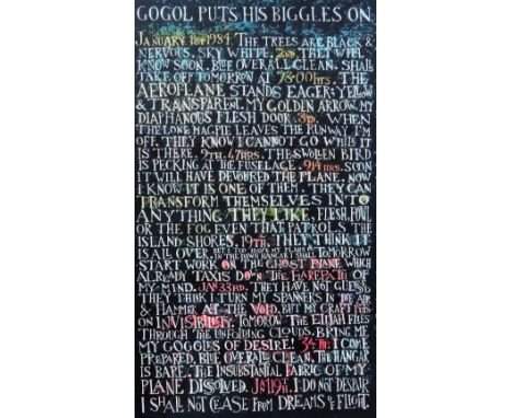 Tom Phillips (British, b.1937), Gogol puts his Biggles on, silkscreen print, signed and numbered 5/10, unframed, 39cm x 23cm.
