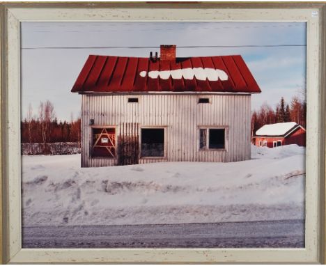 Esko Mannikko, (Finnish b.1959) 'Kuivaniemi' (old House), coloured print, 1995, framed, signed in pencil to the rear and deta