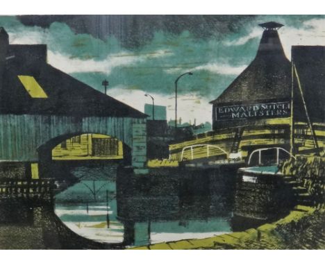 Oliver Pennel (British 20th century), Canal Basin, Wakefield, colour lithograph, signed, inscribed and numbered 2/4, 37cm x 4