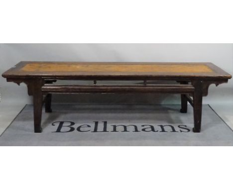 An early 20th century Chinese simulated elm bench, 196cm x 54cm. 