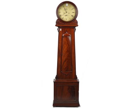 A Scottish Victorian drum-head mahogany longcase clock, the brass 13 inch dial detailed 'Stewarts Glasgow', with two subsidia
