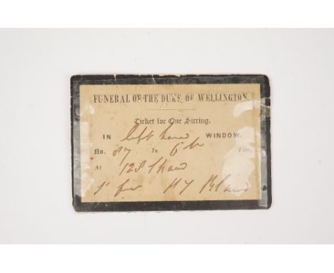Funeral of the Duke of Wellington, (Nov 18, 1852)  a printed ticket for one sitting, edged in black.