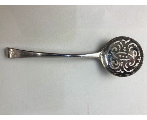 A George III silver Old English pattern sifter ladle, maker John Lampfert, London probably 1771