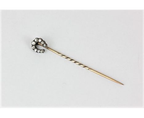 An old cut diamond 'horseshoe' stick pin