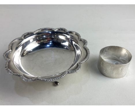 An Elizabeth II silver sweets dish, maker Mappin &amp; Webb, Sheffield 1970, together with a silver napkin ring, maker Harman