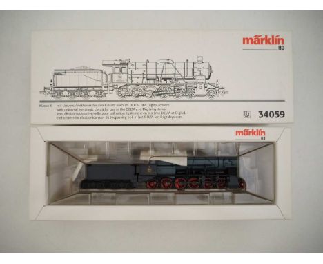 A MARKLIN 34059 HO gauge Class K steam locomotive in Wurttemberg K.W.Sts.E blue livery -  fitted for Delta and Digital - VG/E