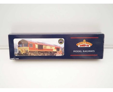 A BACHMANN OO gauge 32-725DS Class 66 diesel locomotive in EWS livery 'Lafarge Charnwood' - DCC sound fitted - VG/E in VG box