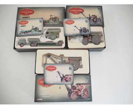 A group of CORGI 'Vintage Glory of Steam' 1:50 scale diecast models comprising 2x Fowler crane engines and a Bedford low load