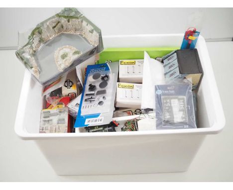 An Excalibur Lucky Dip crate of OO gauge model railway accessories and kits (Q)