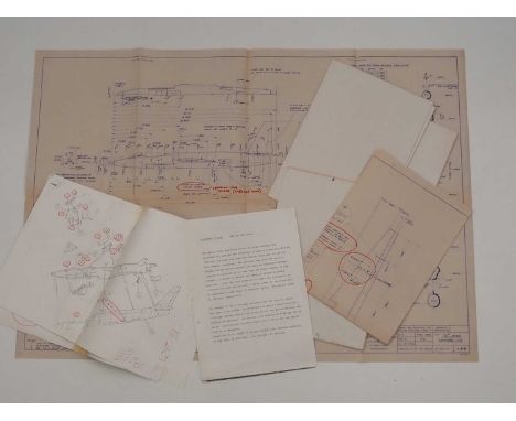 GENERAL MILLS/AIRFIX/PALITOY ARCHIVE: A group of 5 x AIRFIX technical drawings (with hand written annotations) for Lockheed U