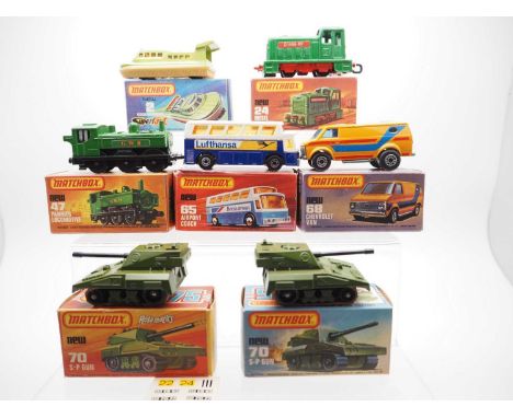 A group of MATCHBOX Superfast series vehicles comprising: 2 Rescue Hovercraft (in type J box), 24 Diesel Shunter, 47 Pannier 