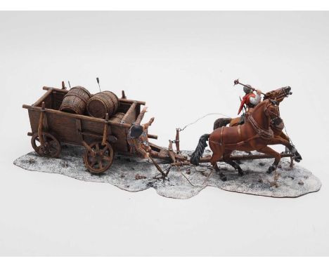 An AEROART diecast model diorama G233 Grudsky/Grenada Studio Horse drawn wagon crashing into rock - VG/E (unboxed)