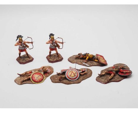 A group of AEROART Ancient Greek figures comprising: 2 Greek archers G297, Dead Greek G007, Dead Greek G005, Dead Greek G008 