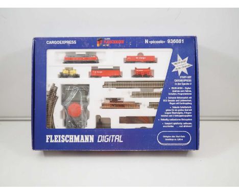 A FLEISCHMANN Digital N gauge 936881 DB Cargo Express freight train set, appears complete with little or no use - VG/E in G/V