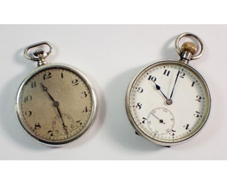 Two silver pocket watches both with Arabic dials 