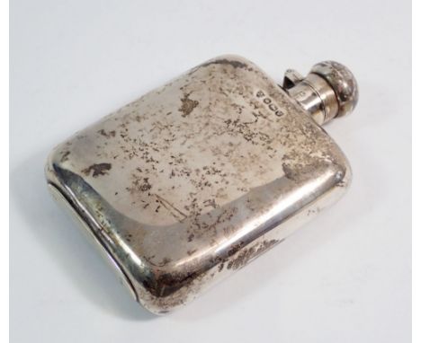 A silver hip flask, Sheffield 1938 by G &amp; J/WH, 100g, 11cm tall