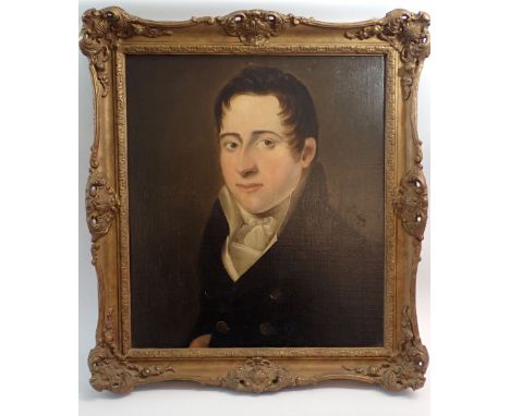 An oil on board portrait of Beau Brummell, 46 x 40.5cm