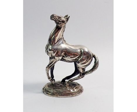 A British Horse Society solid silver sculpture of a horse by Lorne Mckean 'Playing Up', in original box with certificate, 11.